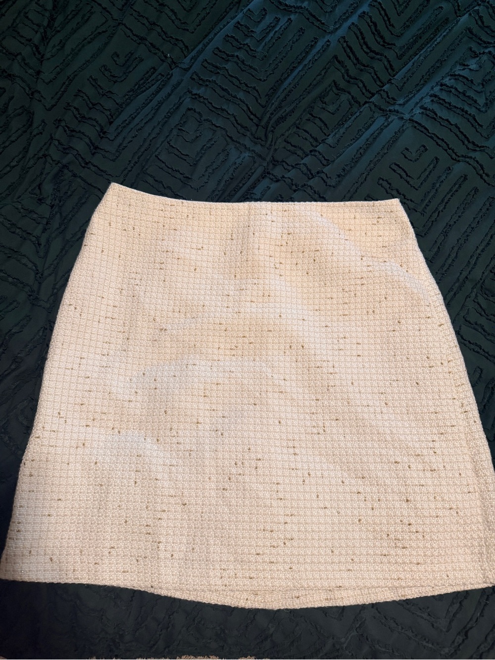 Ann Taylor Cream Tweed Mini Skirt with Metallic Flecks